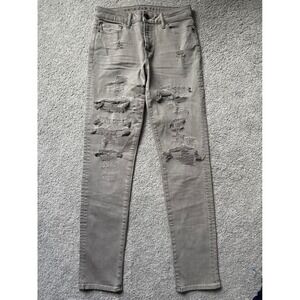 American Eagle Mens Slim Fit Airflex Gray Distressed Jeans 30x34